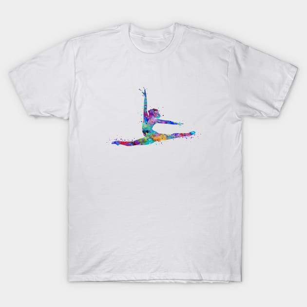 Girl Gymnastics Twine Watercolor Sport Gift T-Shirt by LotusGifts